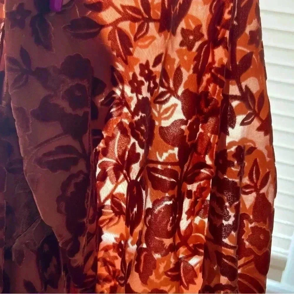 Anthropologie Burnout‎ Velvet Tie-Neck Oversized Blouse whimsiGoth Peplum Sz S